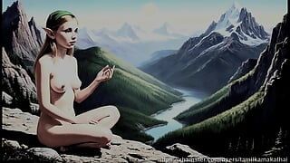 33 γυμνές φωτογραφίες κοριτσιών ξωτικών που διαλογίζονται στο βουνό