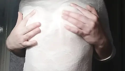 Sexy Girl Plays with Her Tight Natural Tits and Nipples - Slow Motion - Awesome Solo Masturbation
