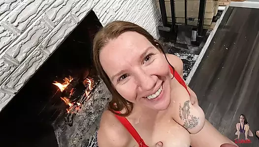 Chubby mom sucks and fucks for a pearl necklace