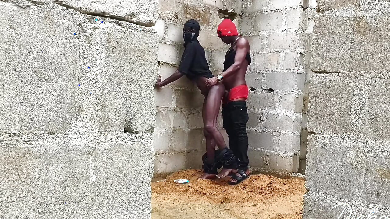 Ebony Slime Waist Got Smashed on the Wall of an Uncompleted Building Doggy