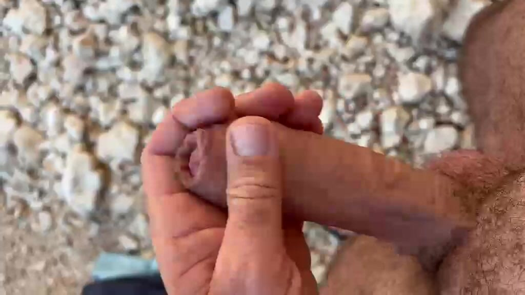 Beach dick flash and masturbation