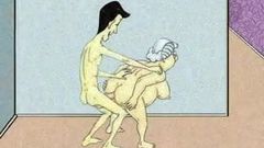 Sexy anal Oma und Squirt! Animation!
