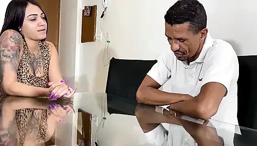 Stepdaddy Fucks His Stepson's Girlfriend With Him