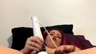 Dirty slut plays with vibrator