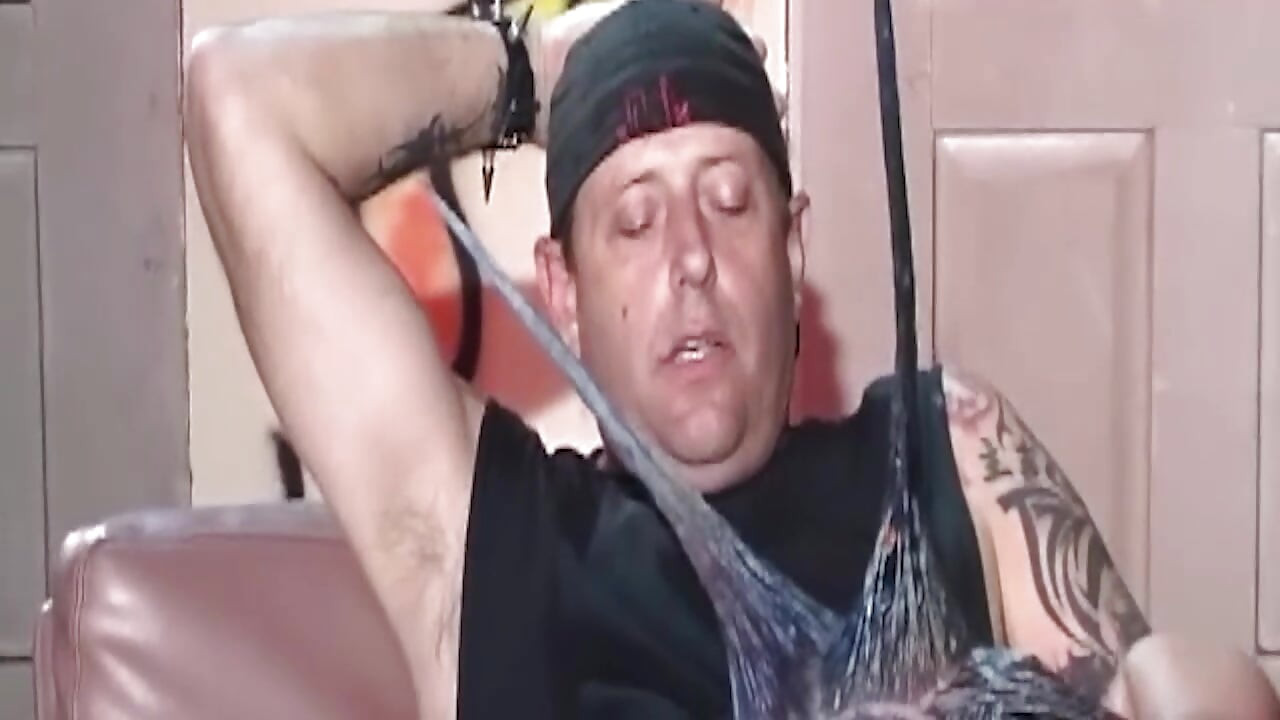 Blue Haired MILF Gags Hard on Handcuffed Stud's Cock