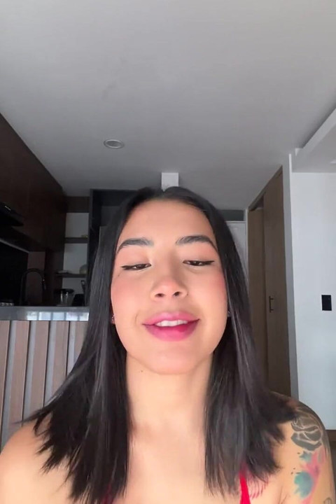 The Kitten Is Filming Herself Wearing This Cute Red Lingerie, Just to Show You How Sexy She Looks in It.