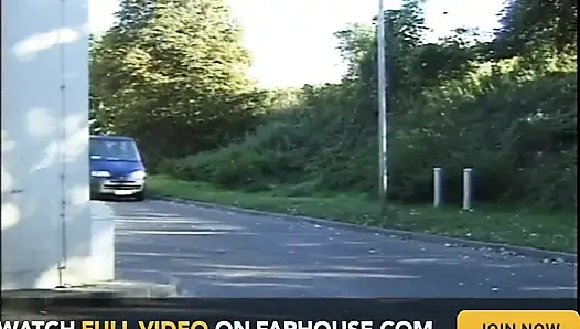 Two Beautiful Blondes Fucked in Public and Cummed in Mouth and Ass by Two Big Cocks