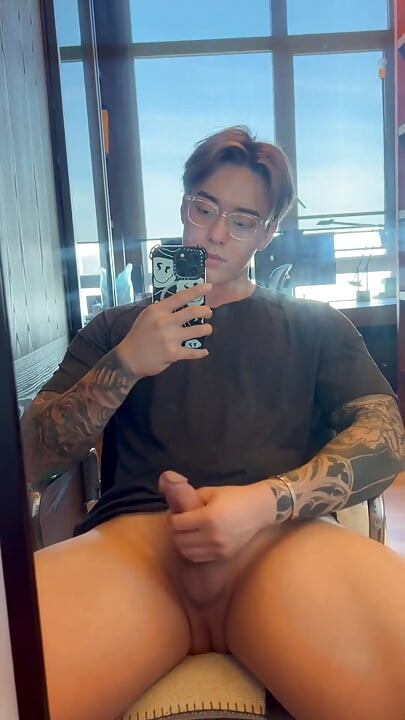 Asian Teen Jerks off Secretly in Study Room