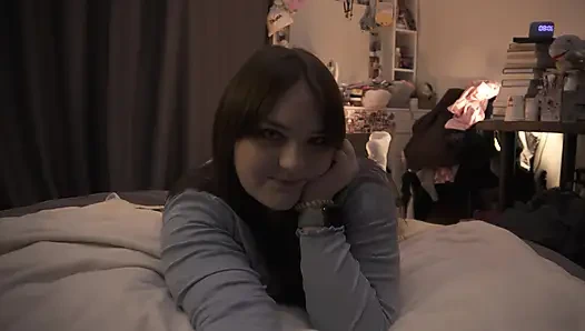 A sloppy blowjob ends with a burst of cum in the mouth of a solo BBW MILF