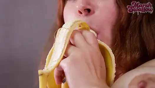 Sweetly Masturbated with a Banana and a Lollipop