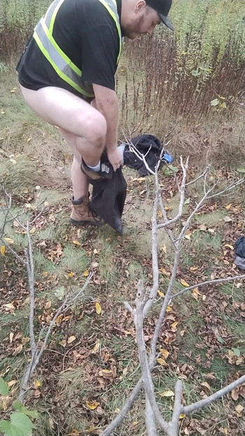 Key moment from "Fat autistic guy jerks and cums in forest pt.2"