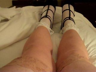 crossdresser frill socks high heels and stockings part 2