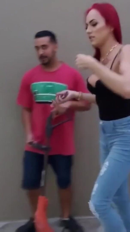 Mowing the hottie's lawn and punching rod in her ass | Clip 1