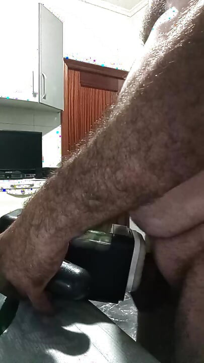 Handsome Mature Chubby with Big Fat Cock Fucking My Sex Machine Until I Cum Inside