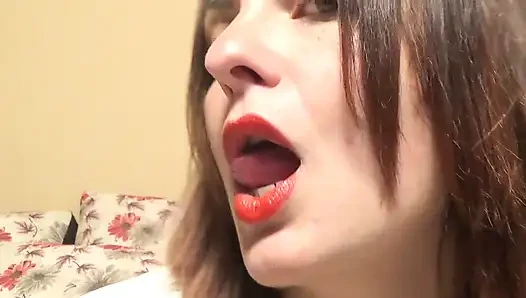 French kissing with me! Red lipstick fetish!