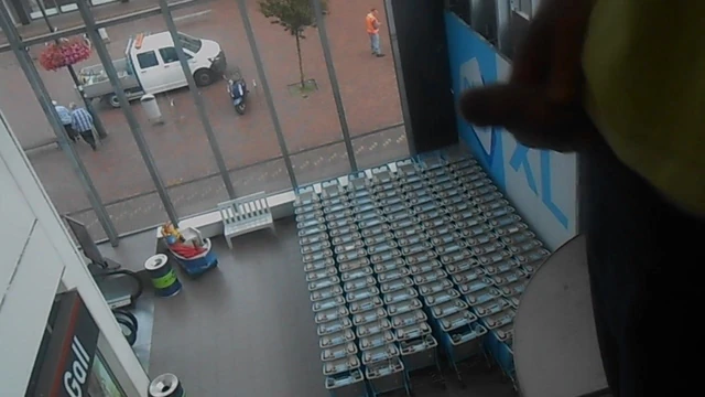 parkinggarage window at supermarket