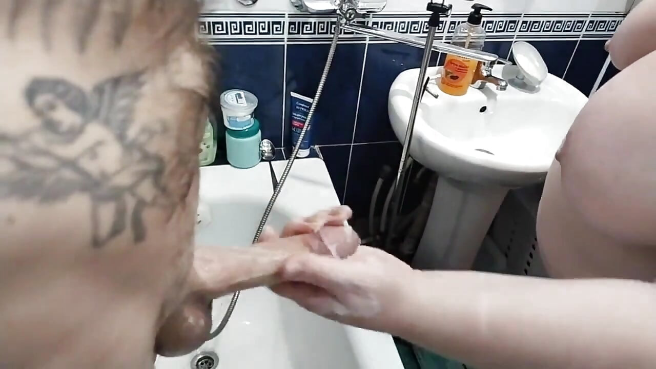 Mother-In-Law Shaves My Dick and Balls in The Bathroom and Then Jerks Off to A Cumshot