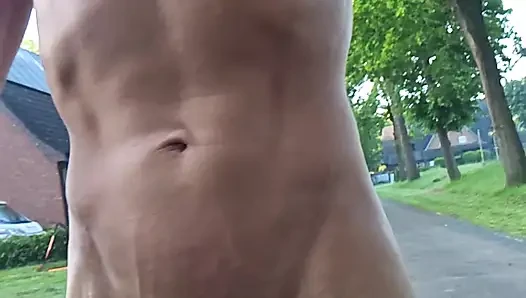 Skinny boy risky pissing naked in public. Huge pissing on the Street outdoor