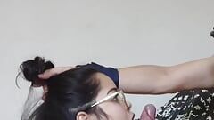 White Wolf OFC - Deep throat blowjob with White Moon VIP glasses (side angle)