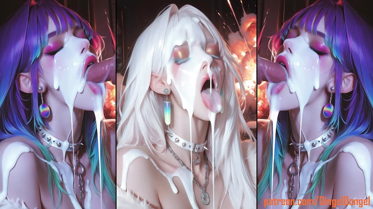 Los personajes anime tienen sus caras completamente cubiertas de esperma.