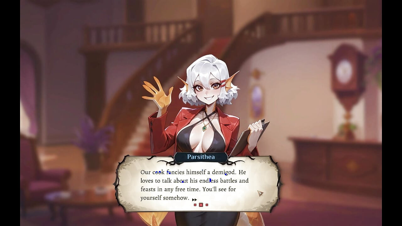 Hotel Tales Magic hentai game ep.2 siren mamada debajo de la mesa con un final feliz facial!