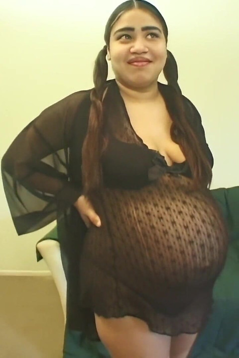 Huge Pregnant Bellied Hispanic Chick Takes on Two Men