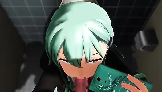 Emotionless Girl Handjob in the Toilet