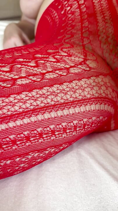 Red pantyhose showing