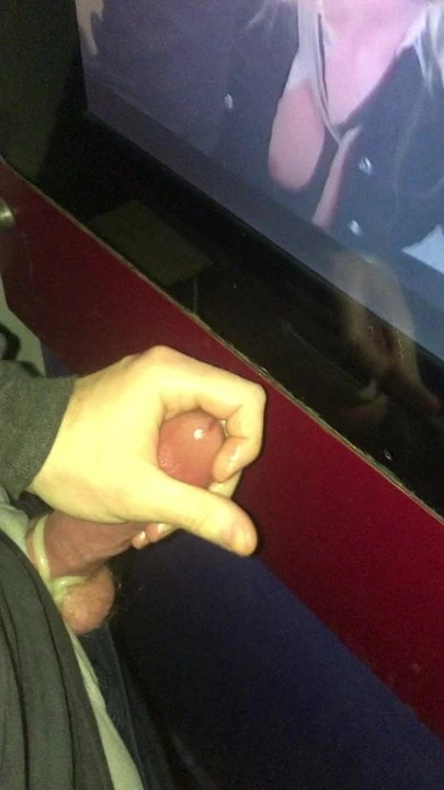 Me Cumming on Porn Booth Screen in porn shop