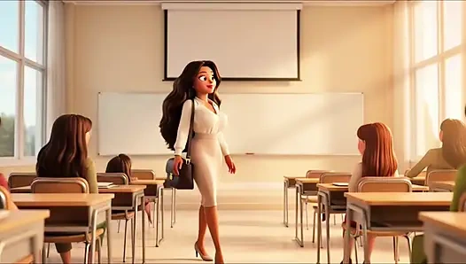 Heiße lehrerin zieht sich während des unterrichts komplett aus - erotische nacktstunde