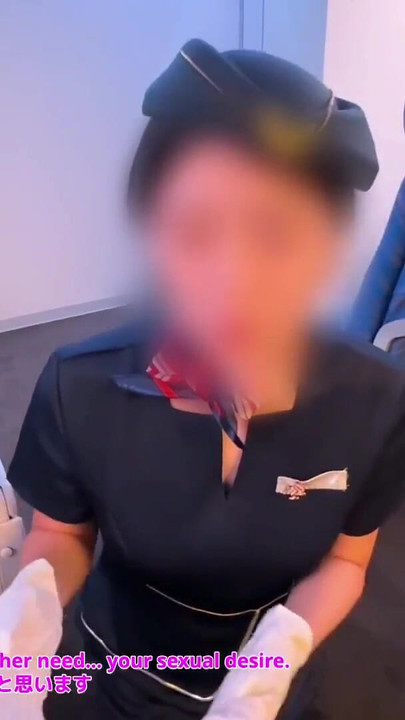 Flight attendant Service Sex. Her blowjob and creampie pussy offered in lieu of a meal(#386) | Clip 2