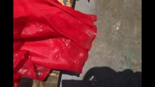 red 4 dress in public bin