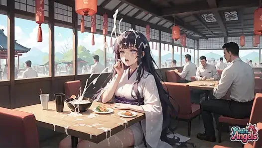 Spilled Milk Seduction: Wet Kimono Temptation