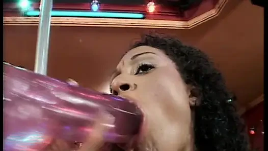 Big boobed Ebony German slut gets a facial after being fucked by machine