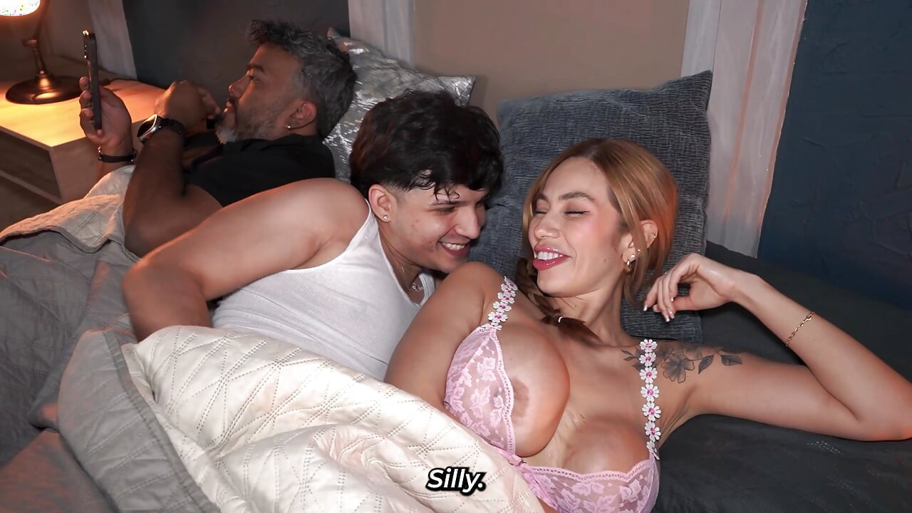 MILF woman ends up getting fucked by her muscular stepson right in front of her husband