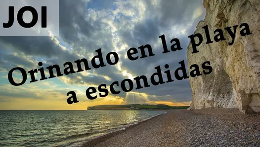 Spanish JOI - Pillados meando escondidos en la playa.