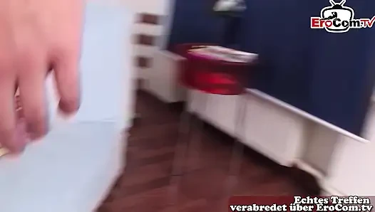 Skinny brunette teen 18 tries anal to deepthroat casting