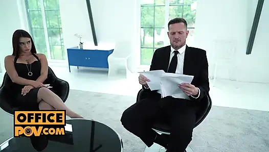 Office babe fucks and drinks cum to close the deal - itsPOV