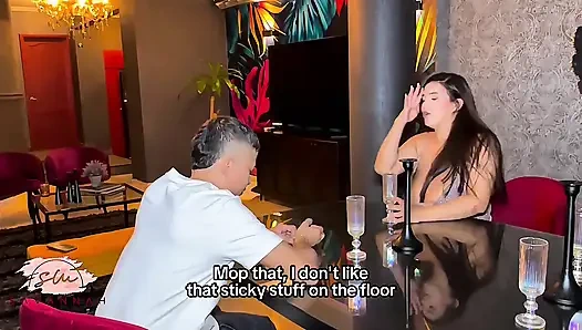 Mom-in-law having sex with her son-in-law at a family dinner - Savannah Watson