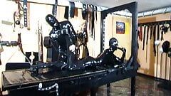 BDSM hardcore tied on the torture bench she is chastised hard