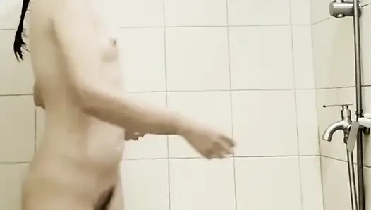 Petite Pinay Filipina Teen Whore Fingers Her Hairy Pussy in Shower
