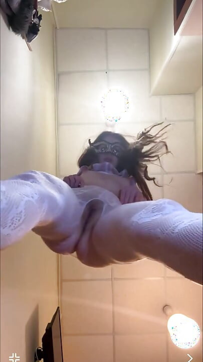 POV From Below: Dance Over Your Face in White Open Crotch Pantyhose - Dildo Blowjob & Dirty Russian Talk
