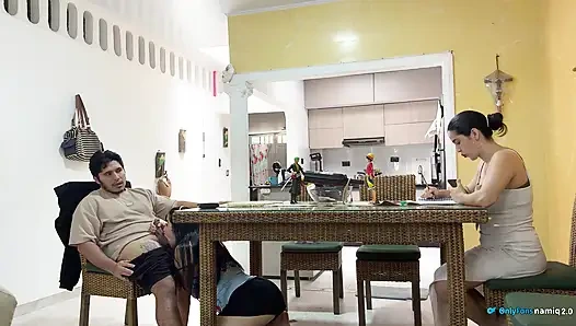 I fuck my girlfriend's daughter 18+ at the table while she doesn't see us!