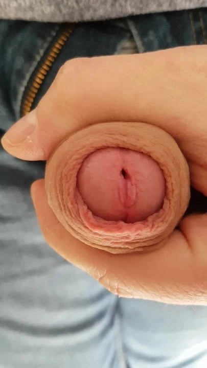 Oskuren förhud närbild cumshot