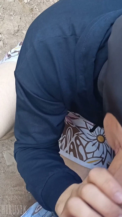 Behind the garage in public sucking a big dick to cum in your mouth! | Clip 1