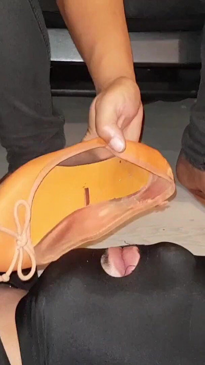 Smelly flat shoes and feet licking | Clip 2