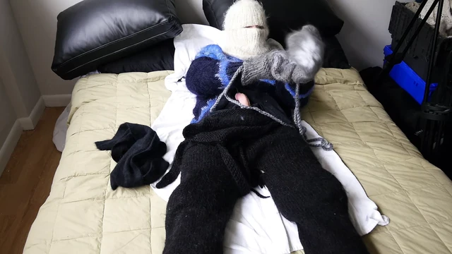 Sweater Fetish Blue Mohair Turtleneck Jumper Masturbation and Cumshot