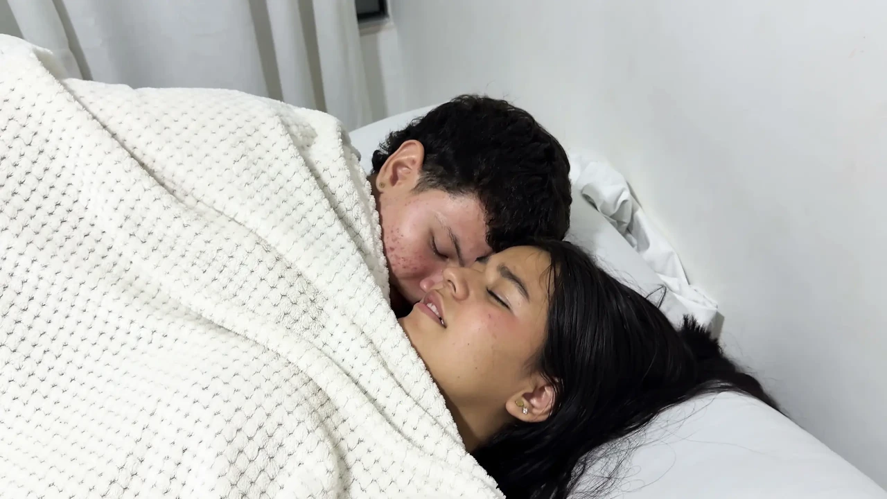 My Horny Boyfriend Gives Me a Hard Fuck No Matter That My Little Stepbrother Is by Our Side.