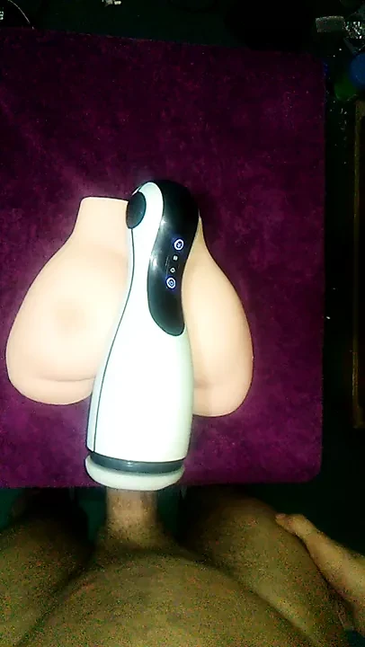 masturbator toy sucking my thick penis until I cum inside with a big load of cum big realistic vibration.