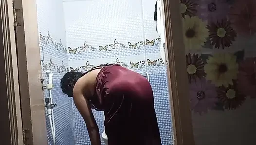 Indian Bhabhi in Hotel Bathroom Taking Shower After Sex